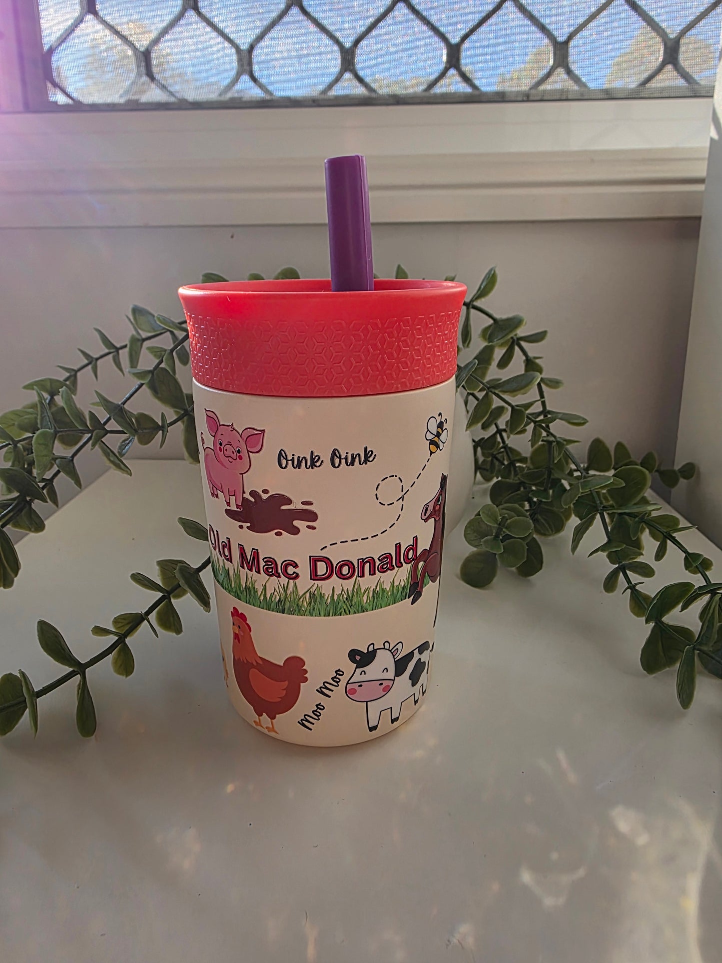Stainless Steel Sippy Cups - Old Mac Donald