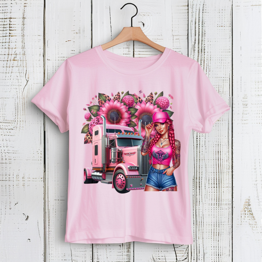 Pink Trucker Girl - Pink truck
