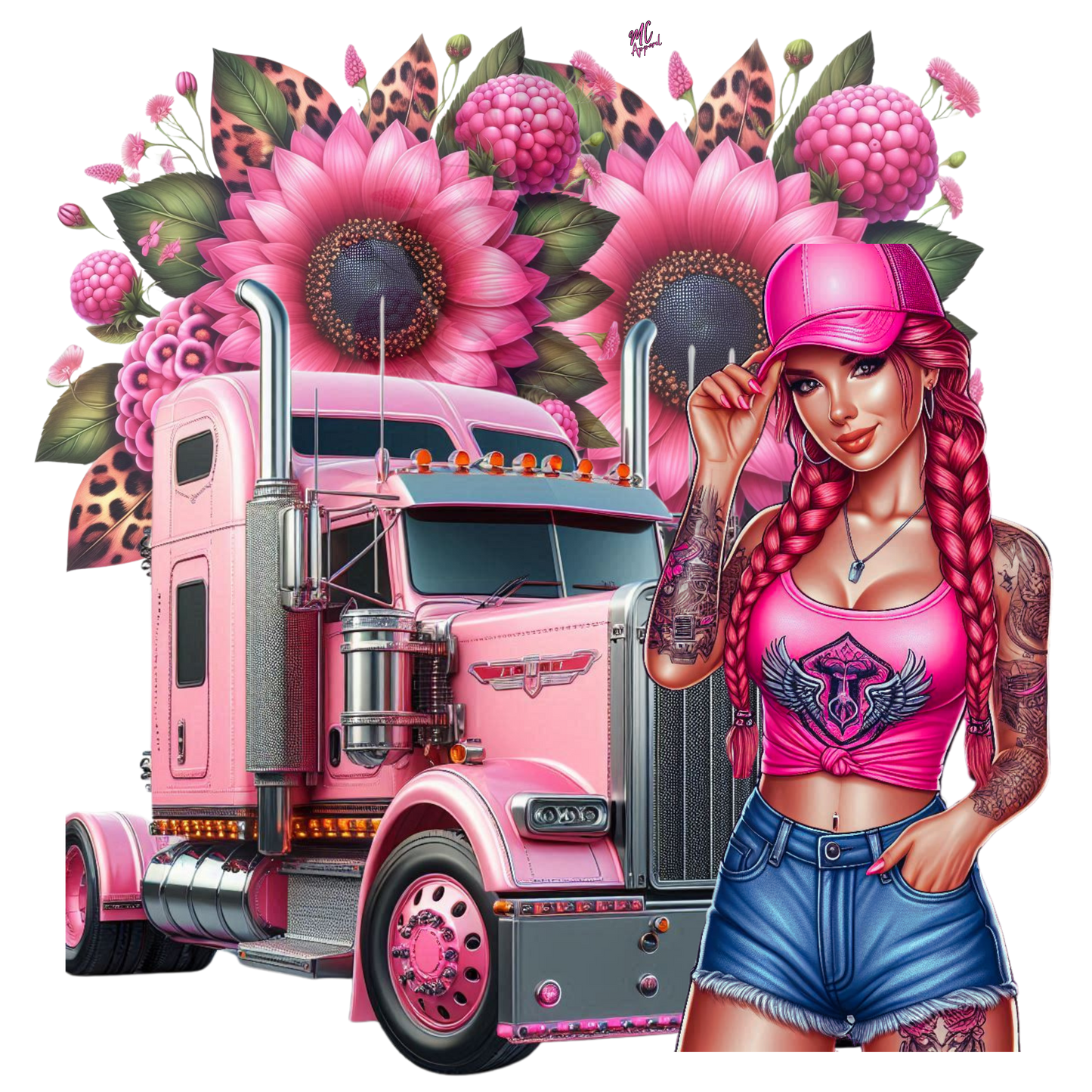 Pink Trucker Girl - Pink truck