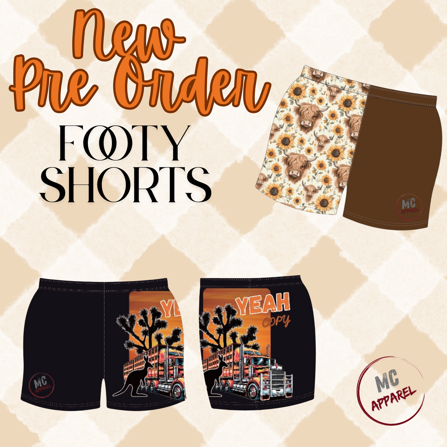 Yeah Copy Footy Shorts - PRE ORDER
