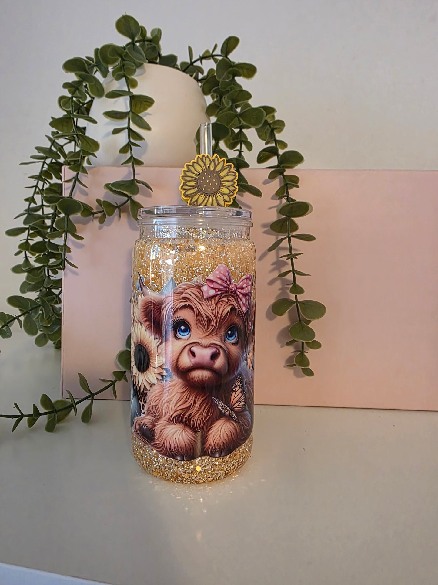 16oz Acrylic Sunflower Cow