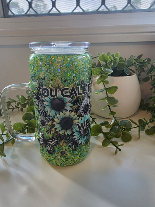 16oz Glass Handle Snowglobe - You call it Chaos, we call it Family
