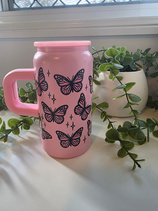 16oz Stainless Steel Handle - Butterflies