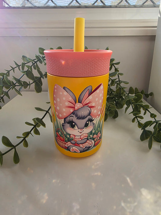 Stainless Steel Sippy Cups - Polka Dot Bunny