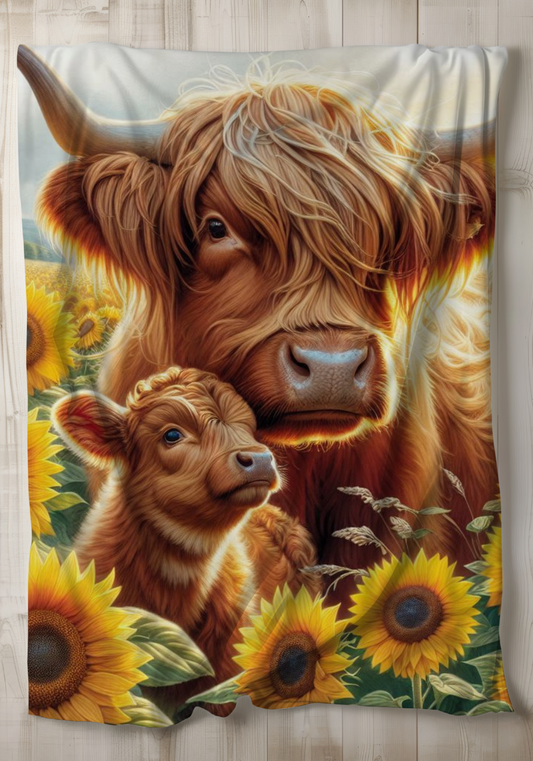 Sunflower Highland Cow