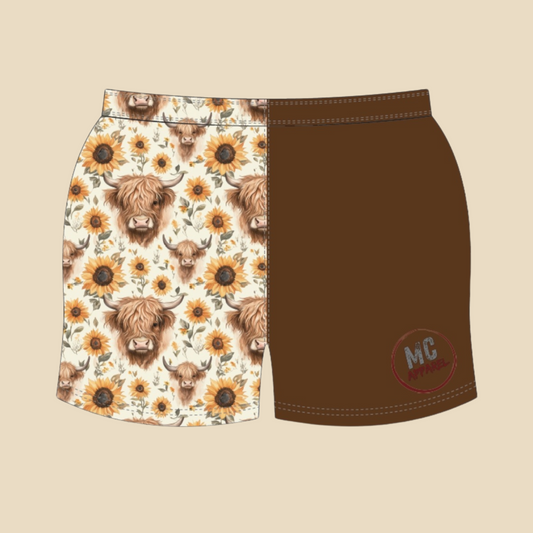 Highland Cow Footy Shorts - PRE ORDER
